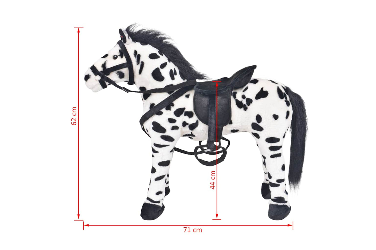 Vidaxl Standing Plush Toy Horse Black And White Xxl-7