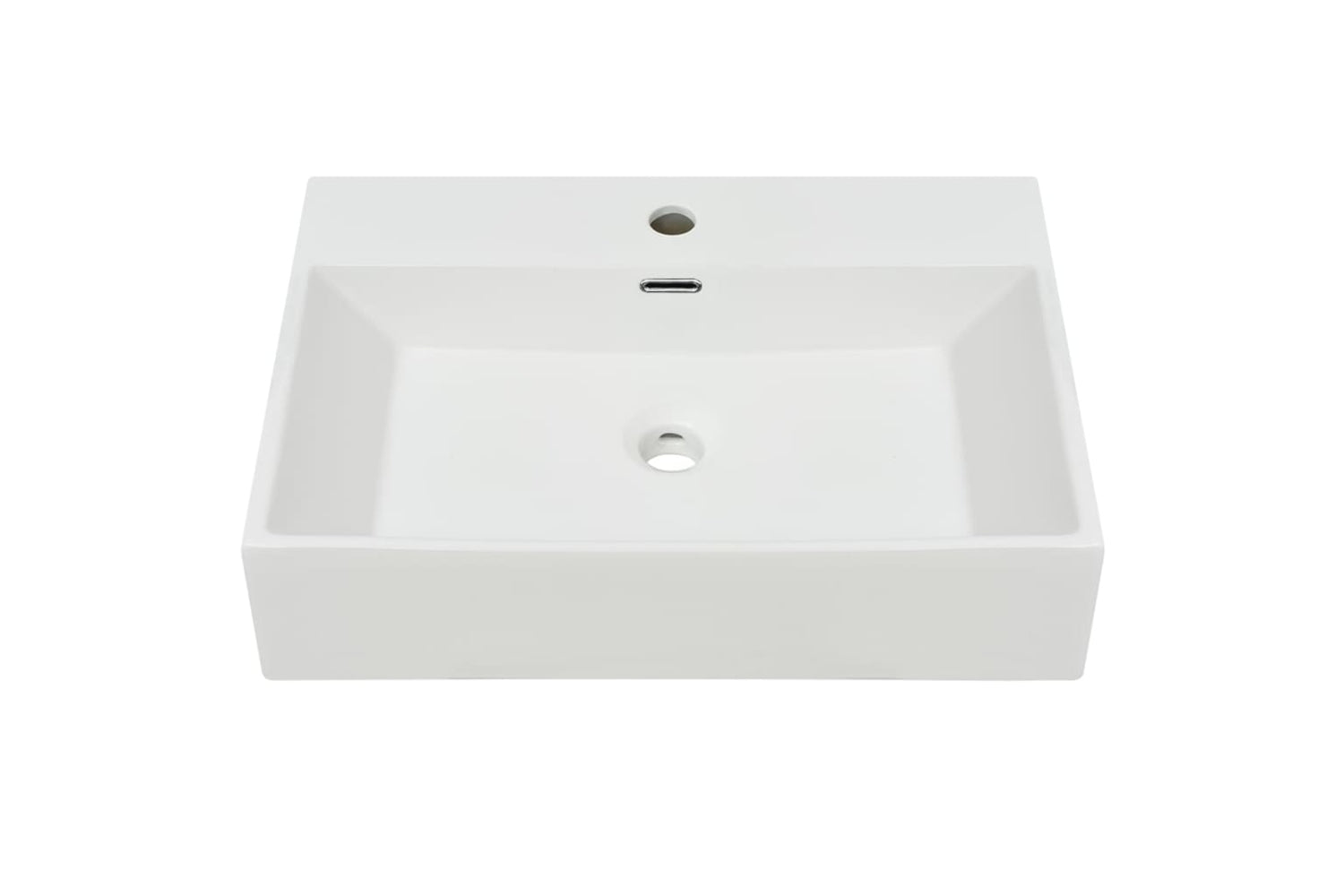 vidaXL 142347 Basin With Faucet Hole Ceramic White 60.5x42.5x14.5cm-2