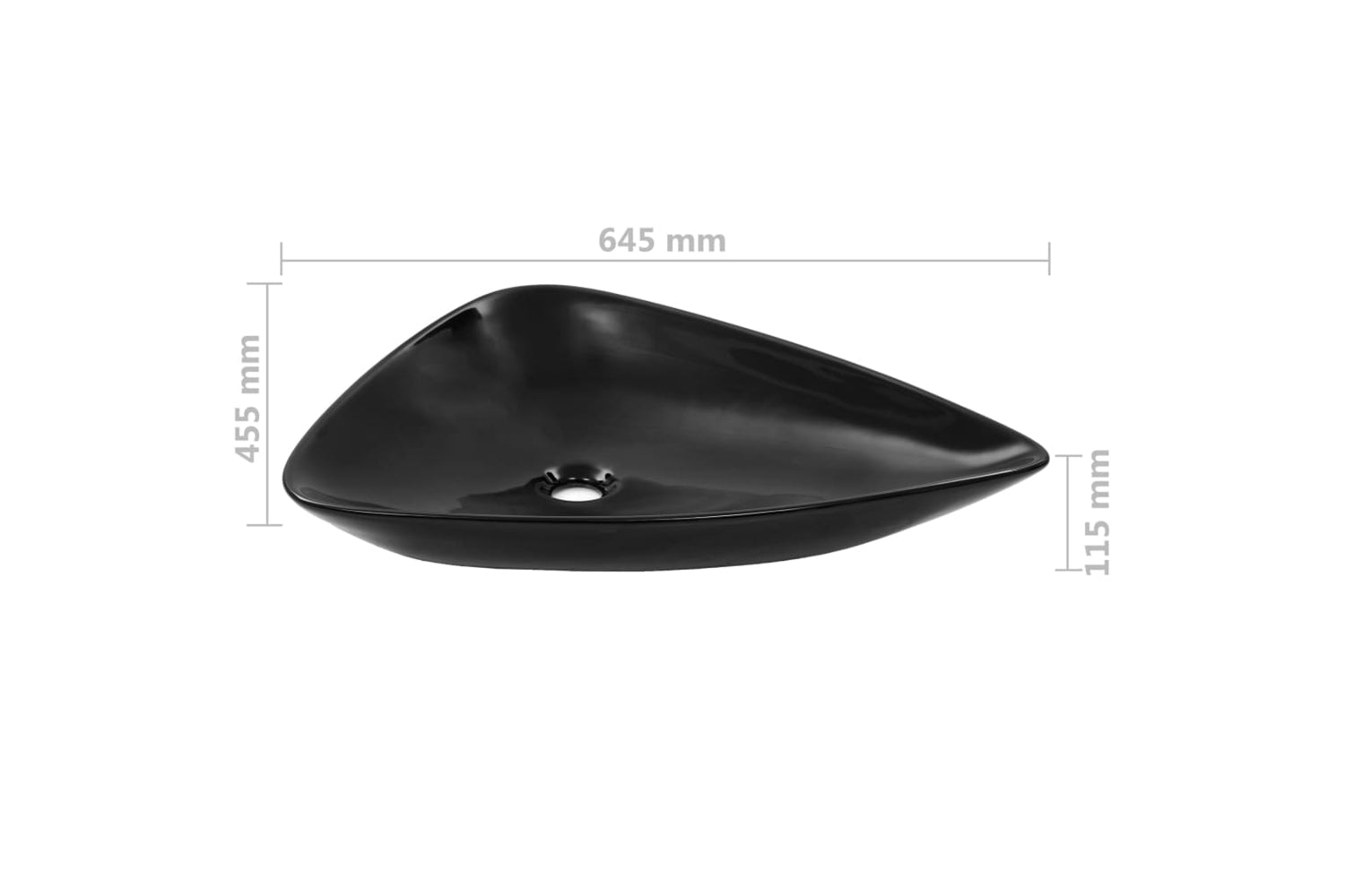 vidaXL 142998 Basin Ceramic Black Triangle 645x455x115mm-6