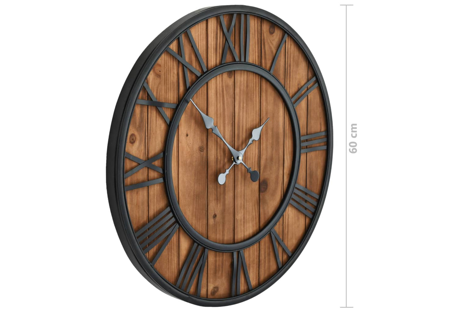 Vidaxl 50646 Vintage Wall Clock Wood And Metal 60cm | Brown/Black-6