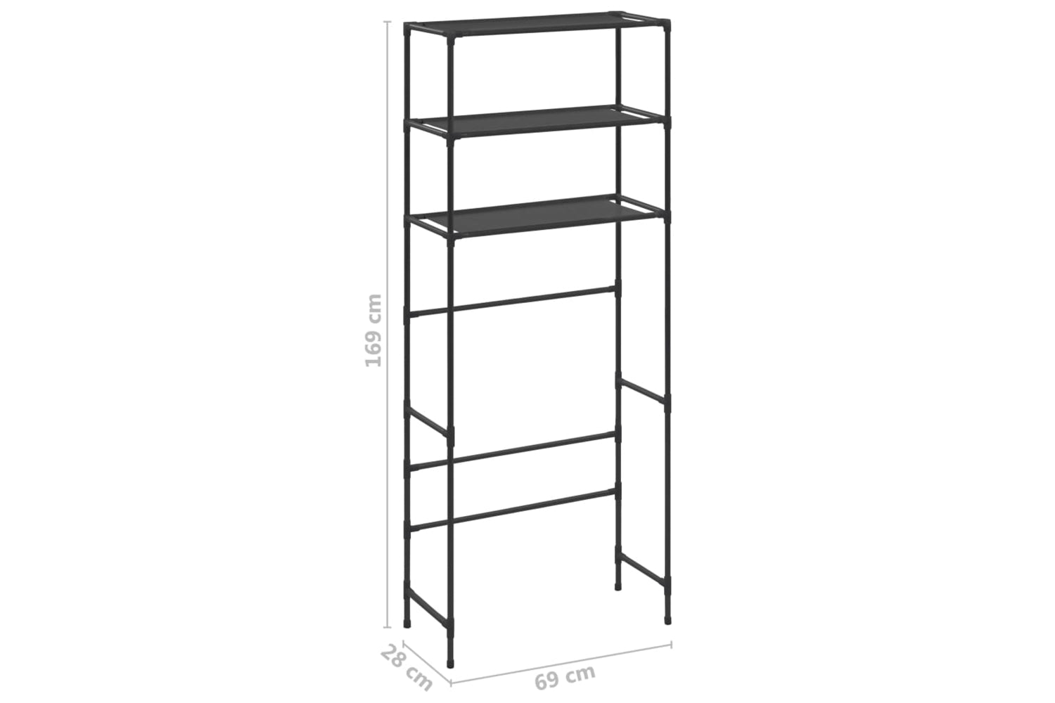 vidaXL 288330 3-tier Storage Rack Over Laundry Machine Black 69x28x169cm-7