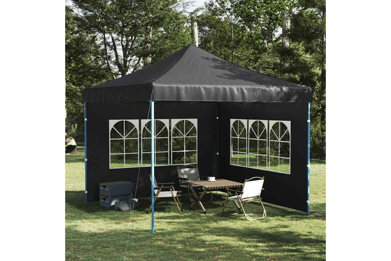 vidaXL Party Tent Sidewall 2 Pcs With Window Pe Anthracite-2
