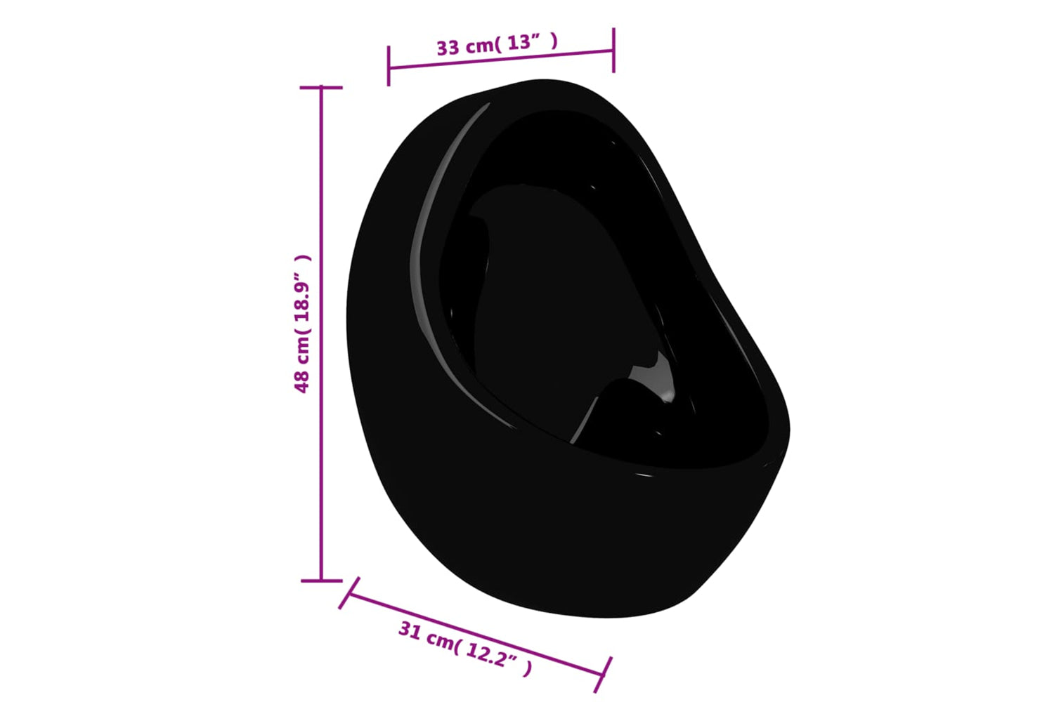 Vidaxl 143992 Wall Hung Urinal With Flush Valve Ceramic Black-6