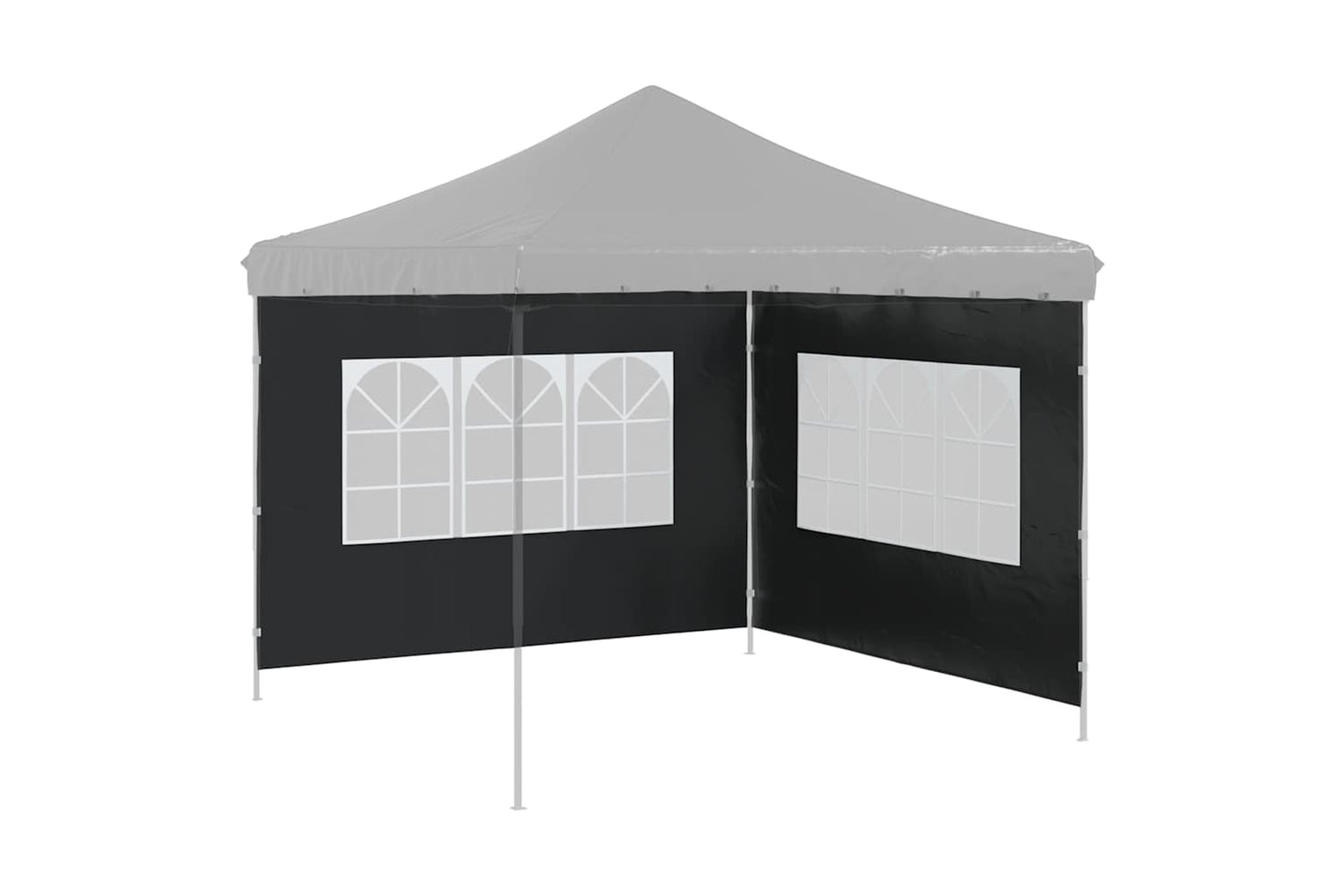 vidaXL Party Tent Sidewall 2 Pcs With Window Pe Anthracite-4