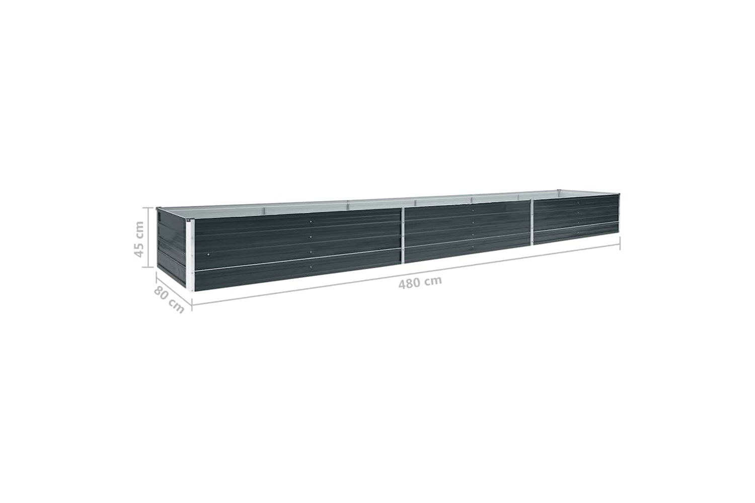vidaXL 47067 Garden Raised Bed Galvanised Steel 480x80x45cm Anthracite-6
