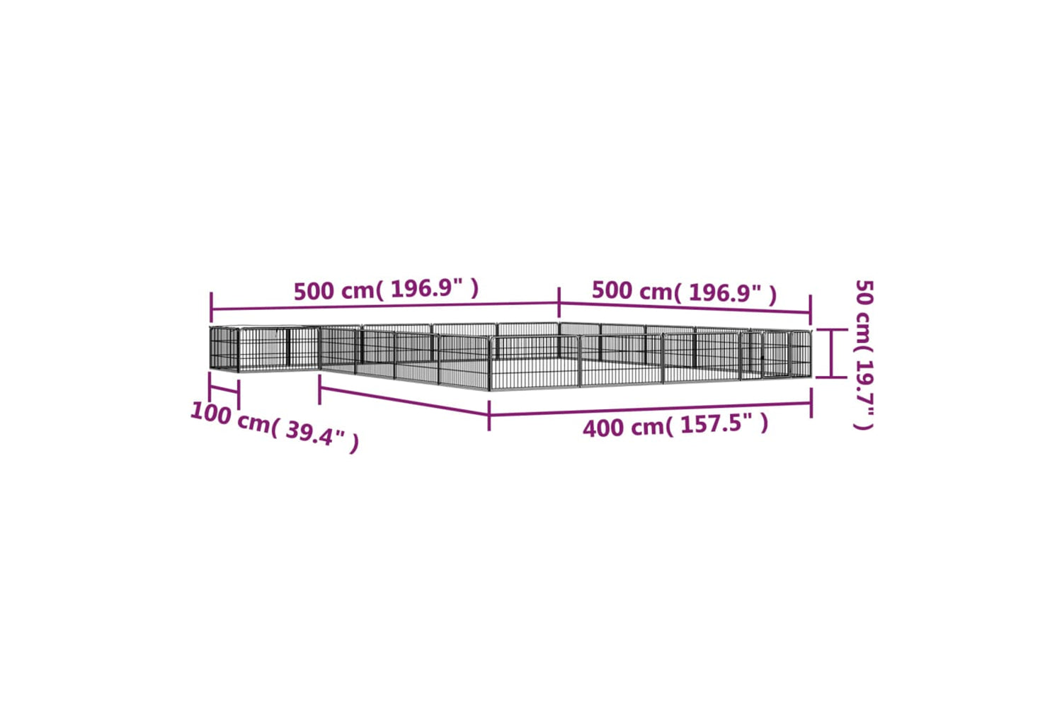 vidaXL 3115979 20-panel Dog Playpen Black 100x50cm Powder-coated Steel-6