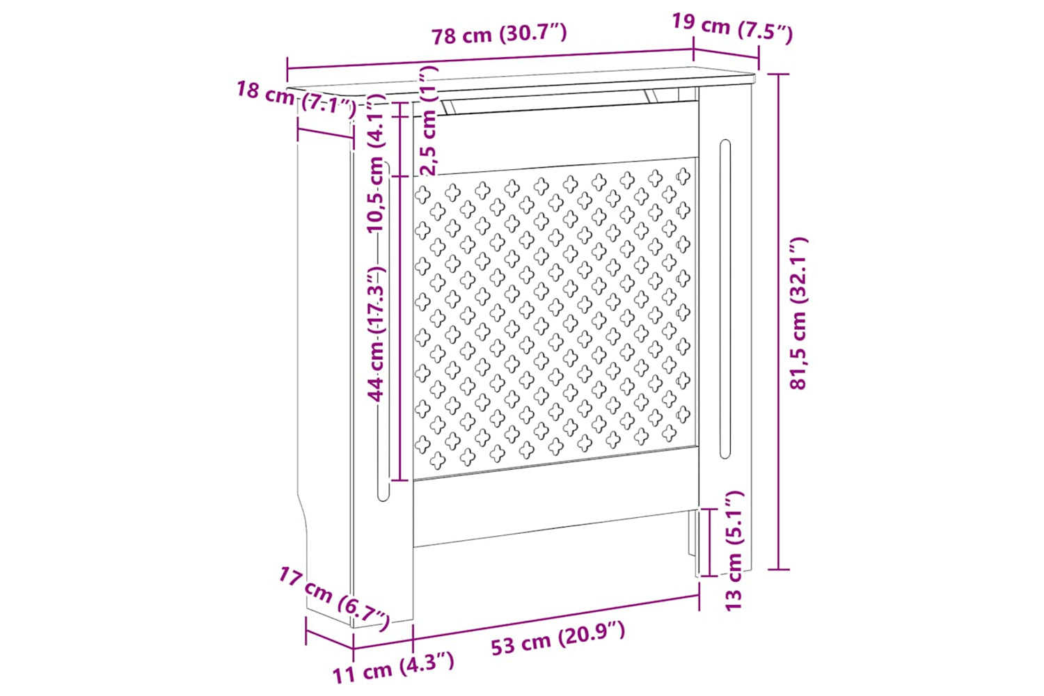 vidaXL Mdf Radiator Cover White 78cm-8