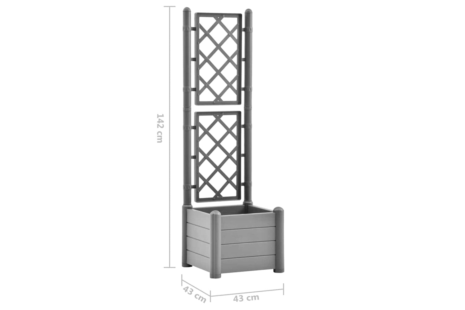 vidaXL 317581 Garden Planter With Trellis 43x43x142cm Pp Stone Grey-7