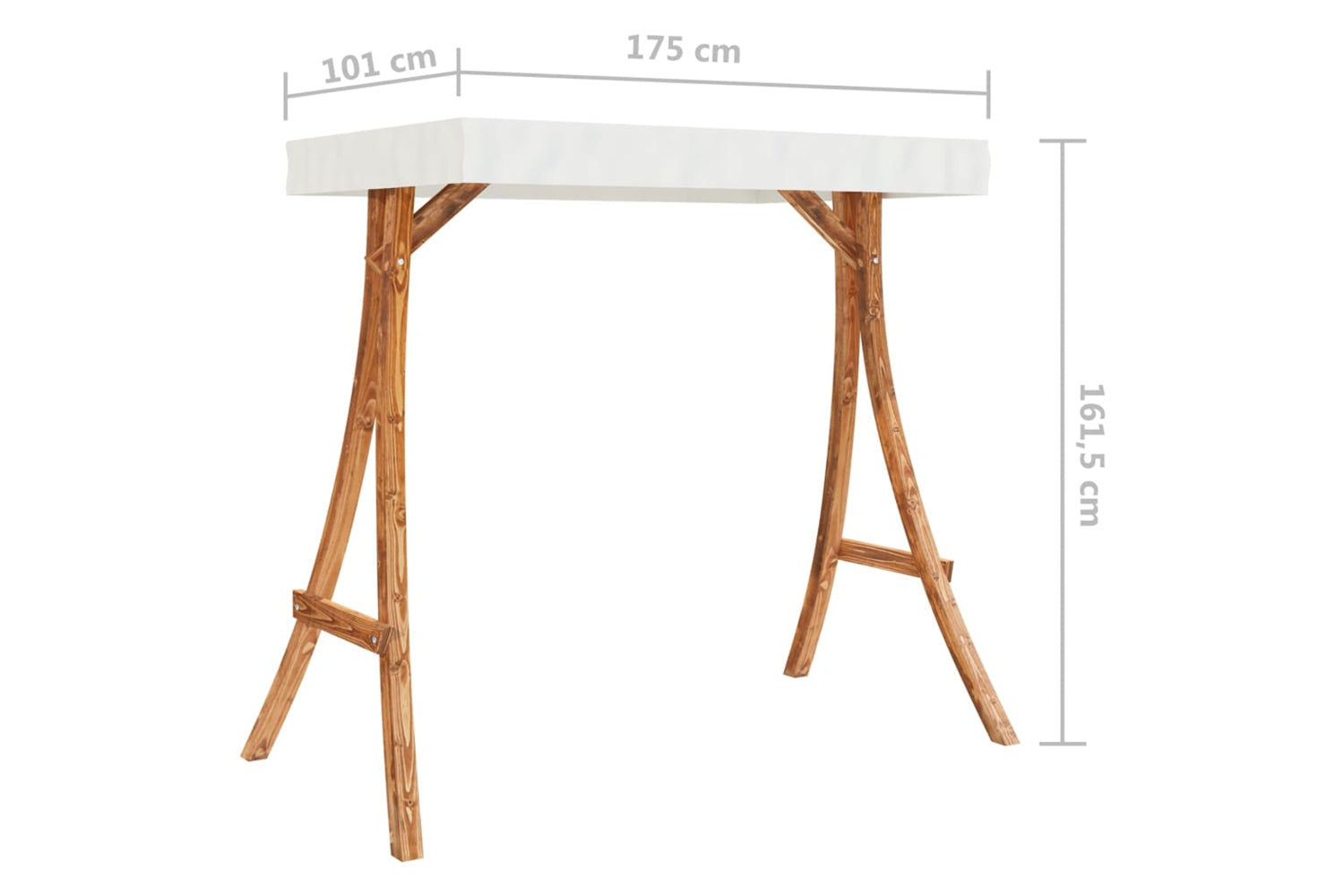 Vidaxl 313937 Swing Frame With Cream Roof Solid Bent Wood With Teak Finish-5