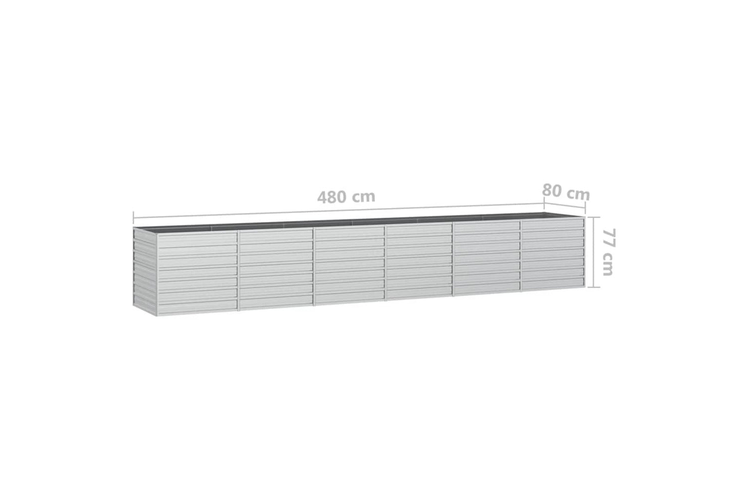 Vidaxl Garden Raised Bed 480x80x77 Cm Galvanized Steel Silver-6