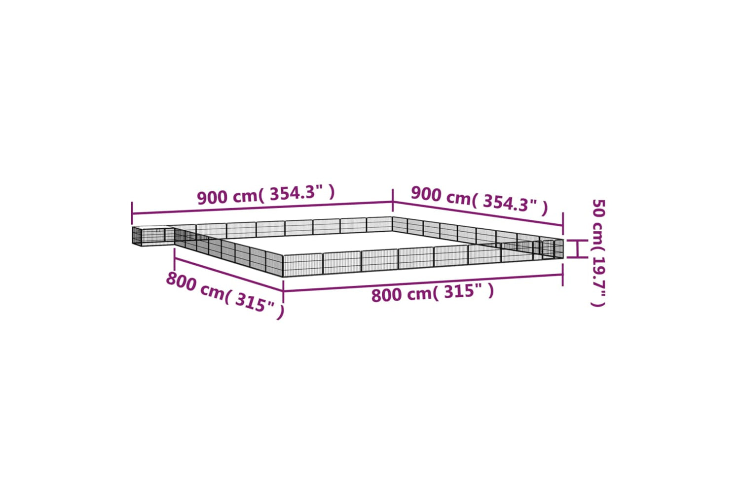 vidaXL 3115983 36-panel Dog Playpen Black 100x50cm Powder-coated Steel-6