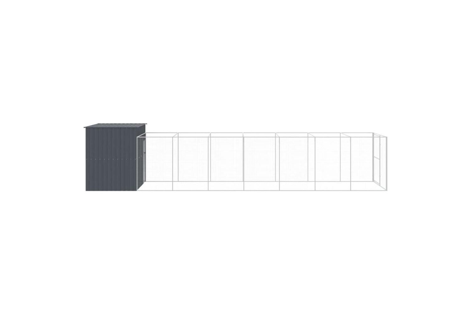 vidaXL 3189122 Dog House With Run Anthracite 214x865x181cm Galvanised Steel-3