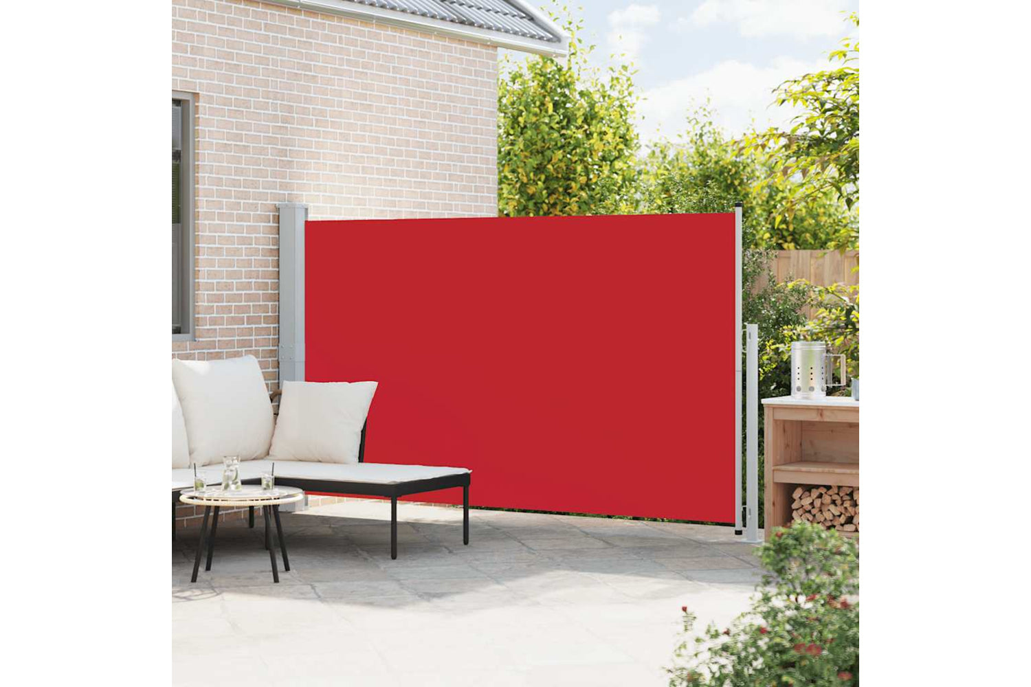 vidaXL 313404 Patio Retractable Side Awning 180x300cm Red-2