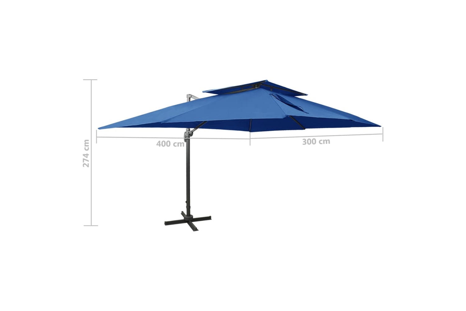 vidaXL 312379 Cantilever Umbrella With Double Top Azure Blue 400x300cm-9