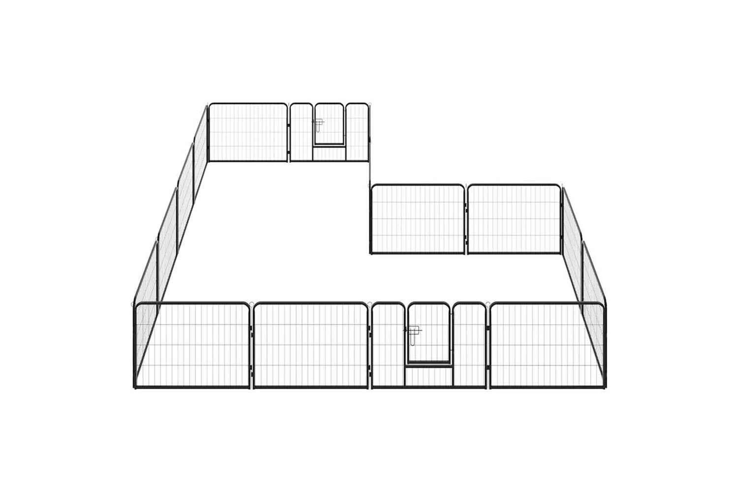 vidaXL 275492 Dog Playpen 16 Panels Steel 60x80cm Black-3