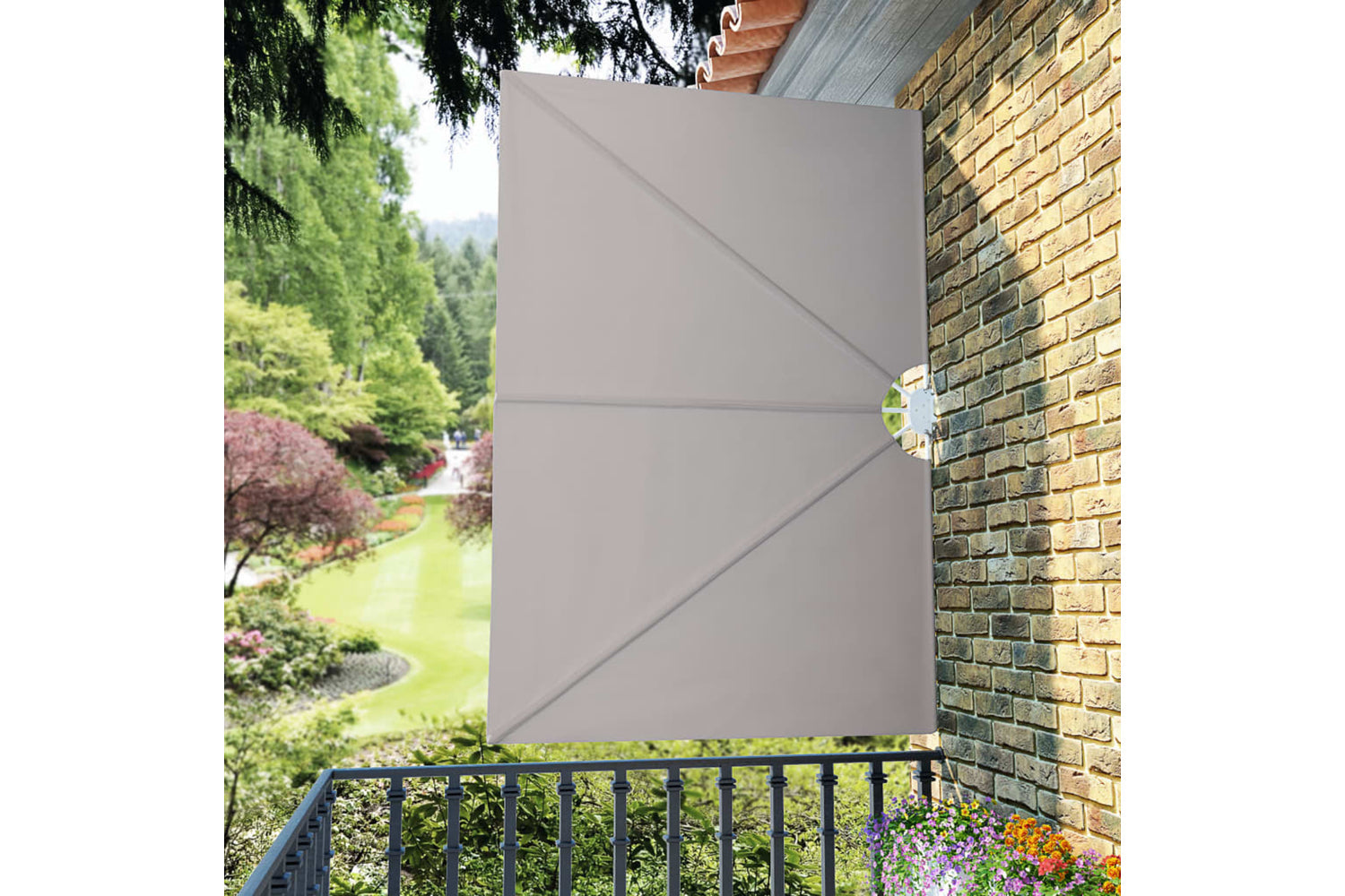 vidaXL 44567 Collapsible Terrace Side Awning Cream 240x160cm-3