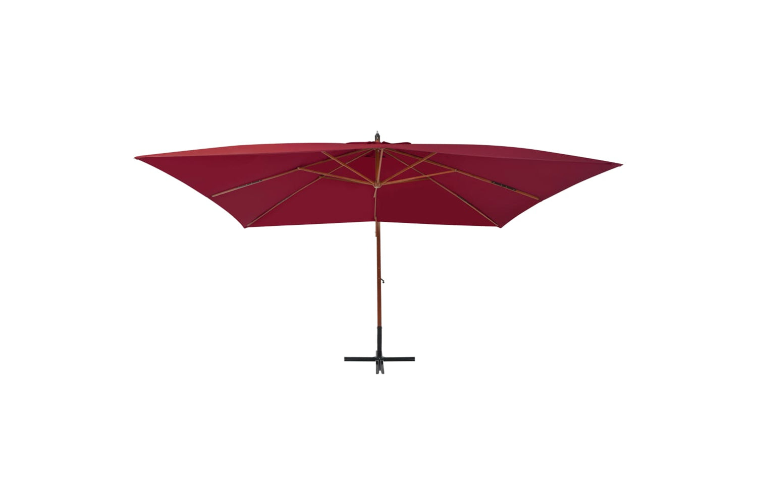 vidaXL 44493 Cantilever Umbrella With Wooden Pole 400x300cm Bordeaux Red-2