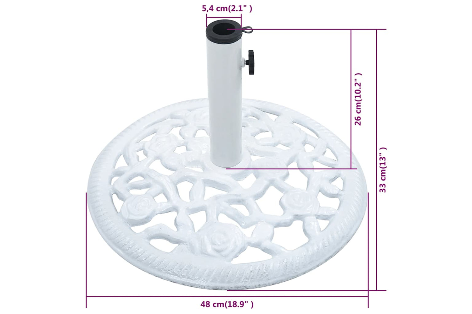 vidaXL 47860 Umbrella Base White 12 Kg 48cm Cast Iron-8