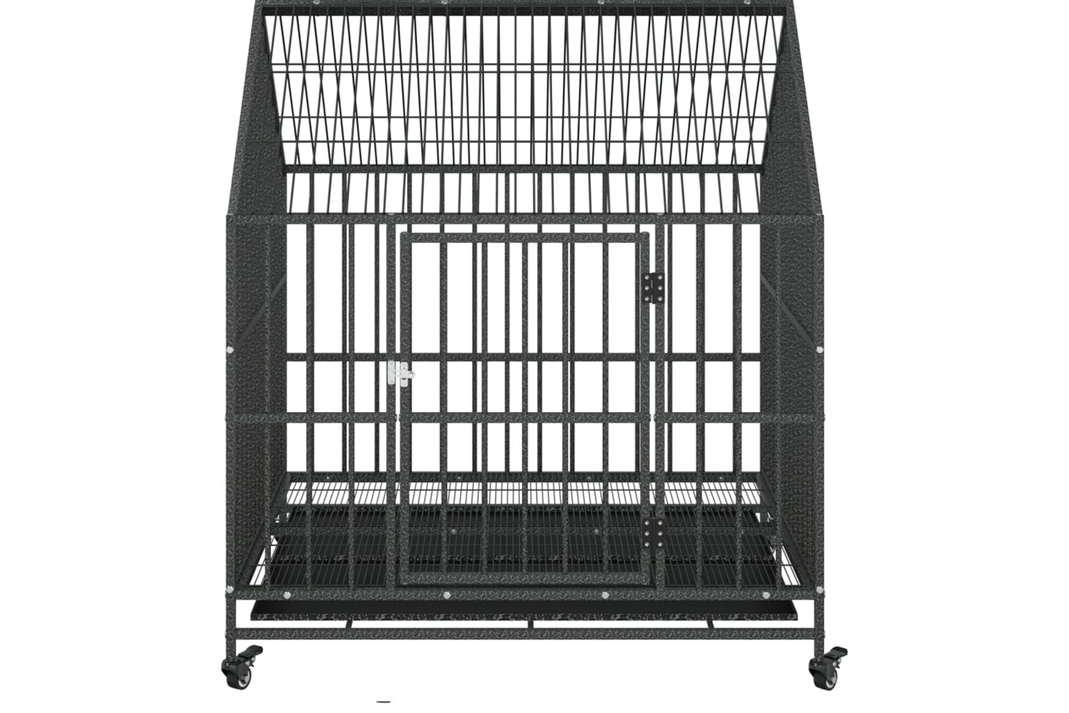 Vidaxl 172208 Dog Cage With Wheels Black Galvanised Steel-4