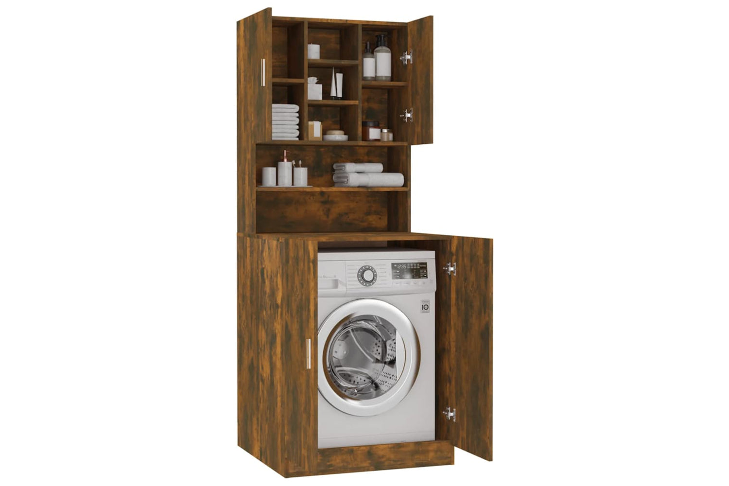 Vidaxl 3120182 Washing Machine Cabinet Smoked Oak Engineered Wood-3