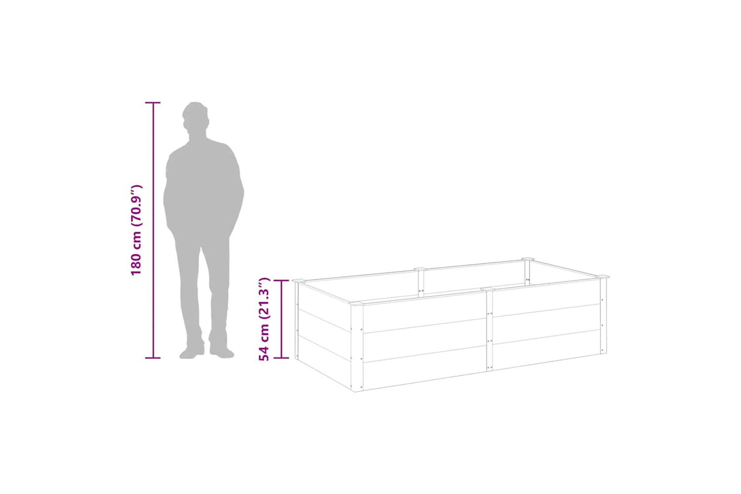 vidaXL 318097 Garden Raised Bed 200x100x54cm Wpc Grey-7