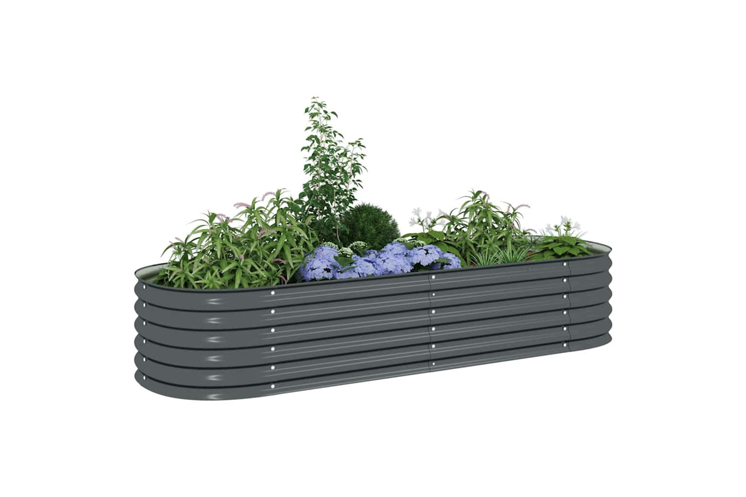 vidaXL Garden Raised Bed 240x80x44cm Galvanised Steel Grey-3