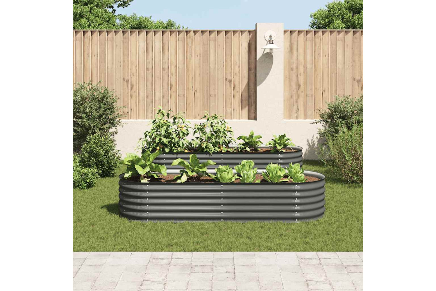 vidaXL Garden Raised Bed 240x80x44cm Galvanised Steel Grey-2