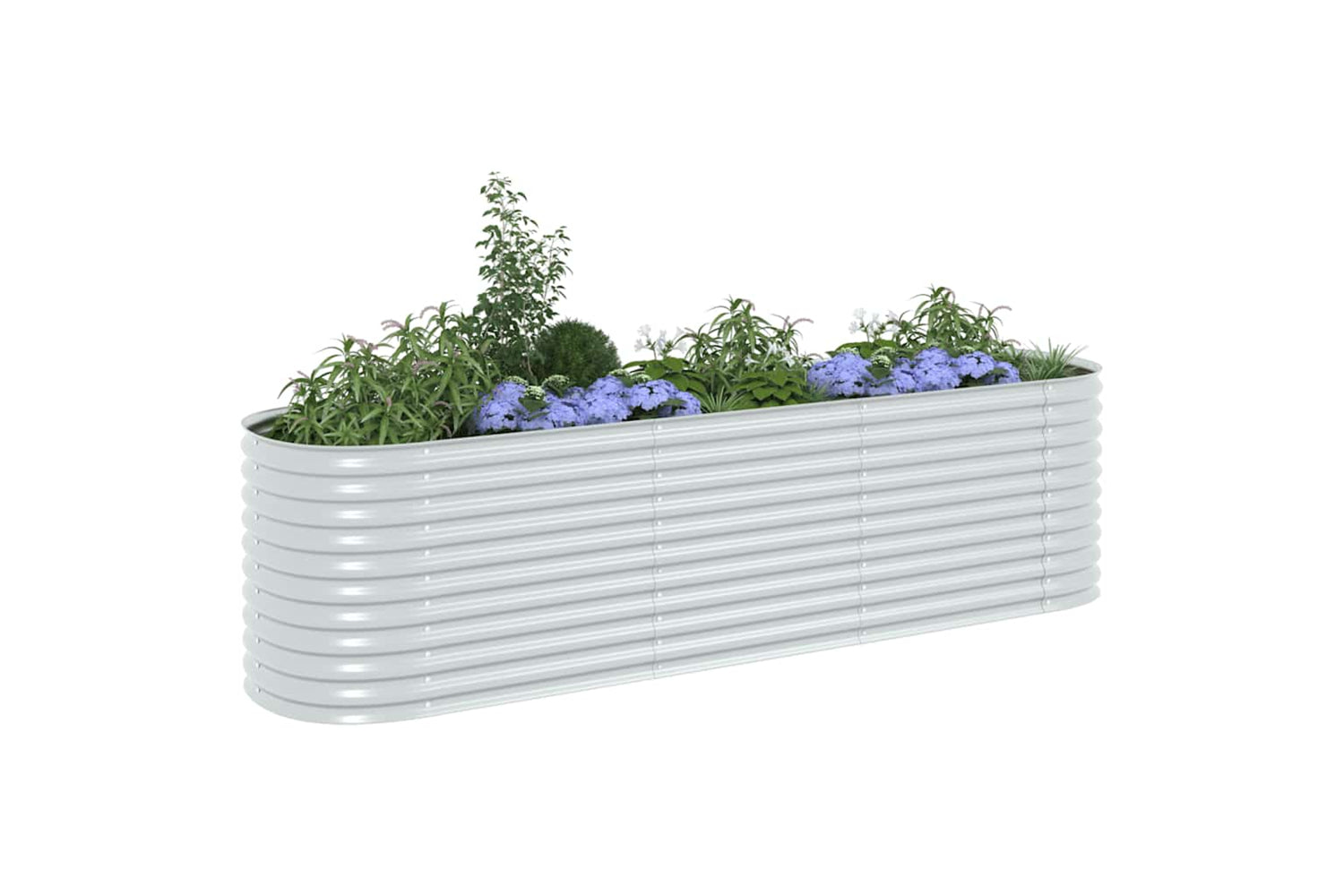 vidaXL Garden Raised Bed 320x80x81cm Galvanised Steel Silver-3