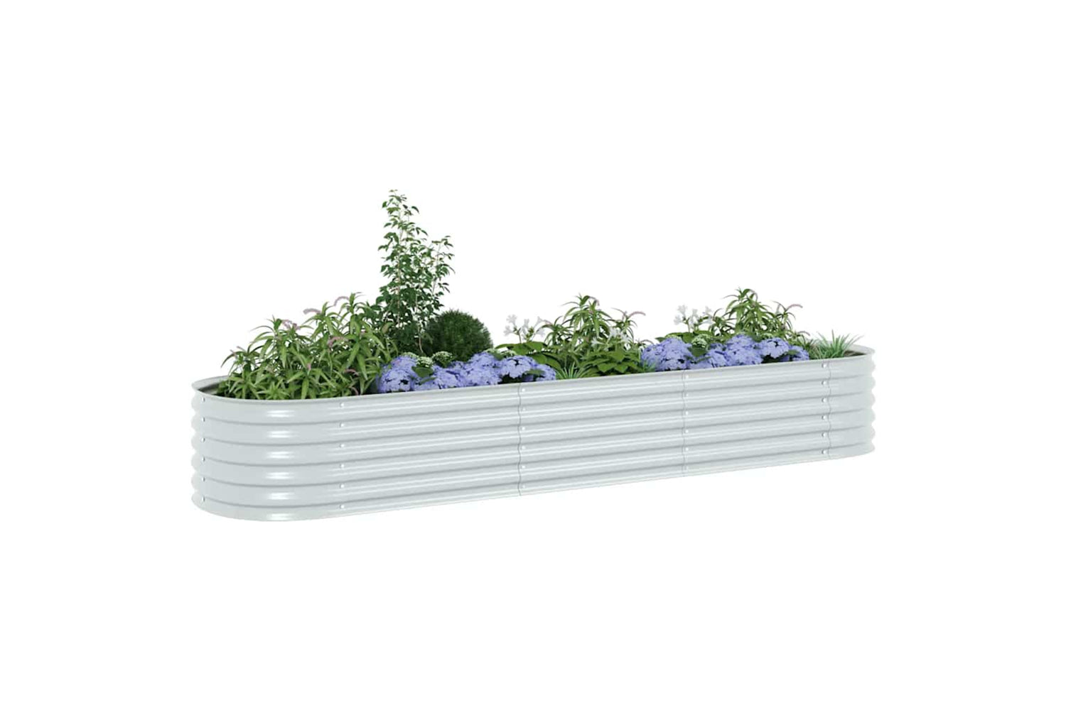 vidaXL Garden Raised Bed 320x80x44cm Galvanised Steel Silver-3