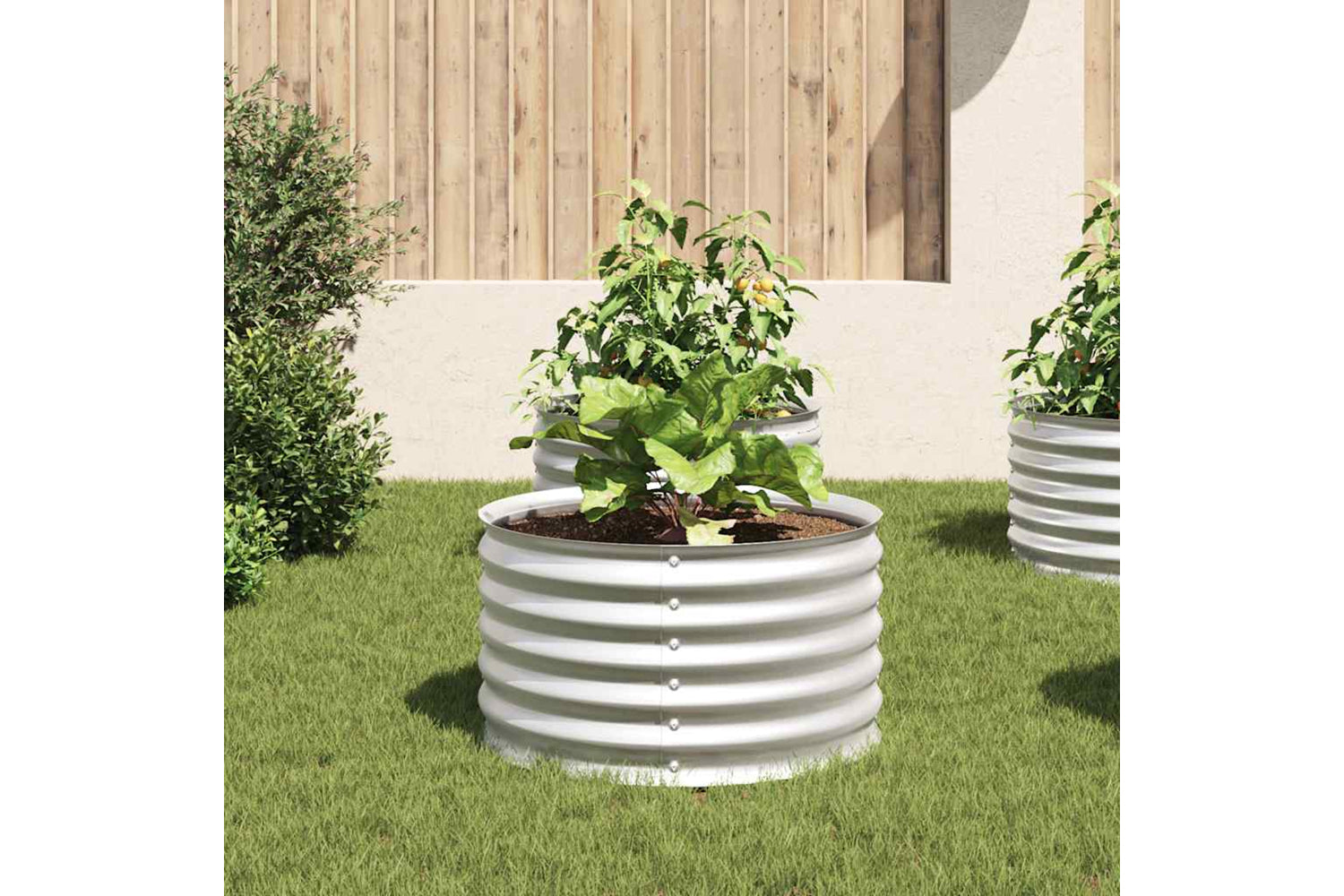 vidaXL 45520 Garden Raised Bed 80x80x44cm Galvanised Steel Silver-2