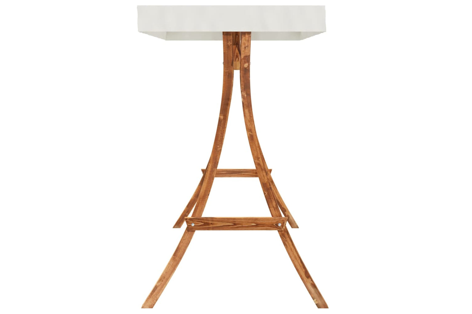 Vidaxl 313937 Swing Frame With Cream Roof Solid Bent Wood With Teak Finish-4