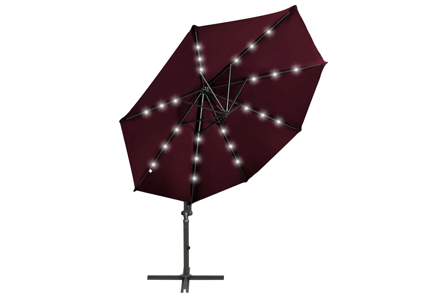 Vidaxl 312334 Cantilever Umbrella With Pole And Led Lights Bordeaux Red 300cm-5