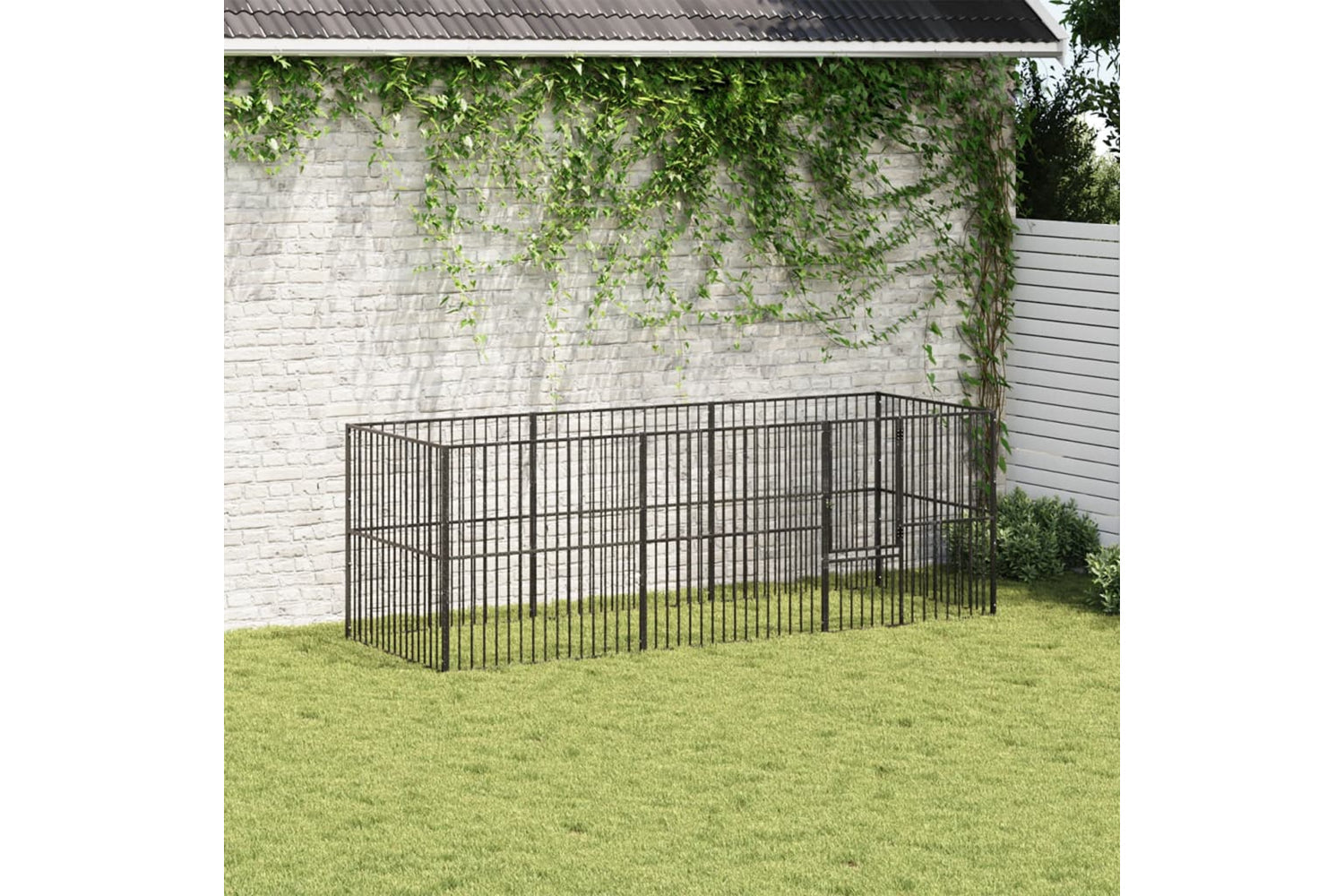 Vidaxl 3209557 Dog Playpen 8 Panels Black Galvanised Steel-2