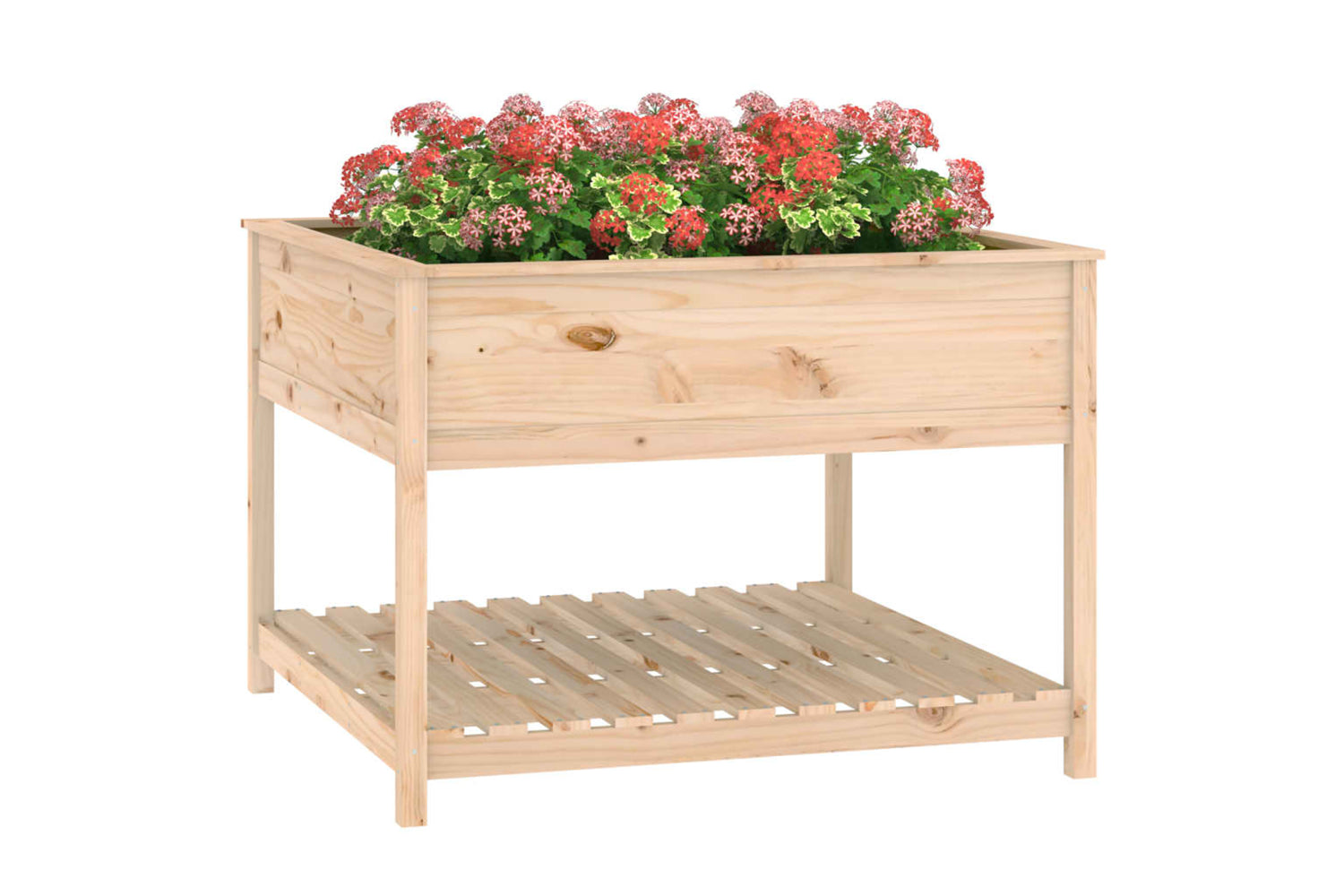 vidaXL 823801 Planter With Shelf 111.5x111.5x81cm Solid Wood Pine-3