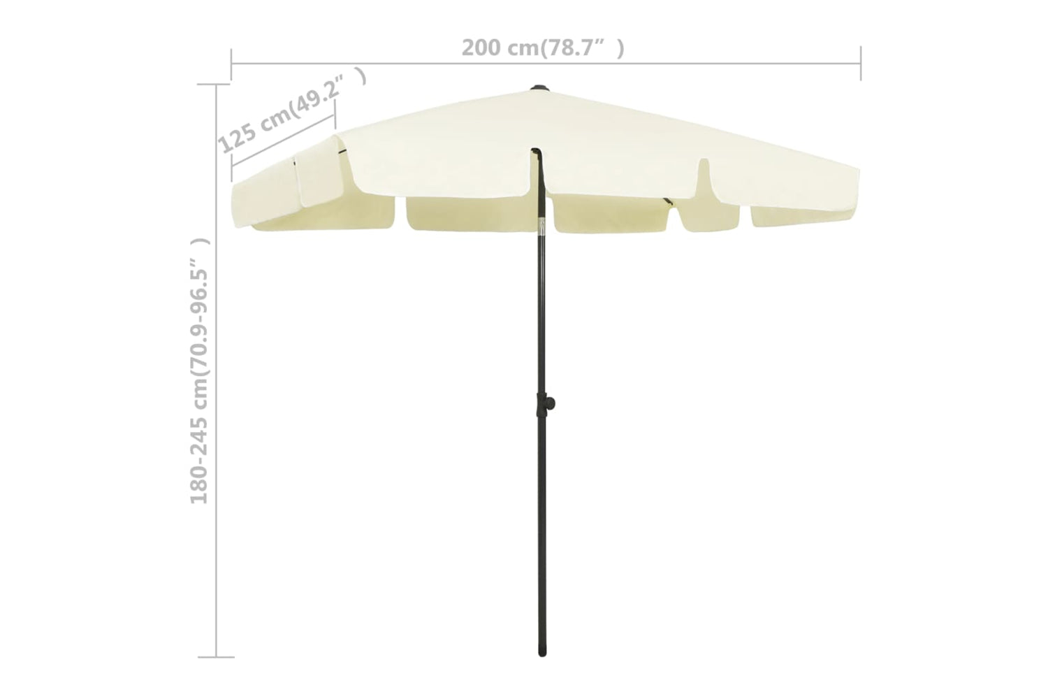 vidaXL 314727 Beach Umbrella Sand Yellow 200x125cm-8