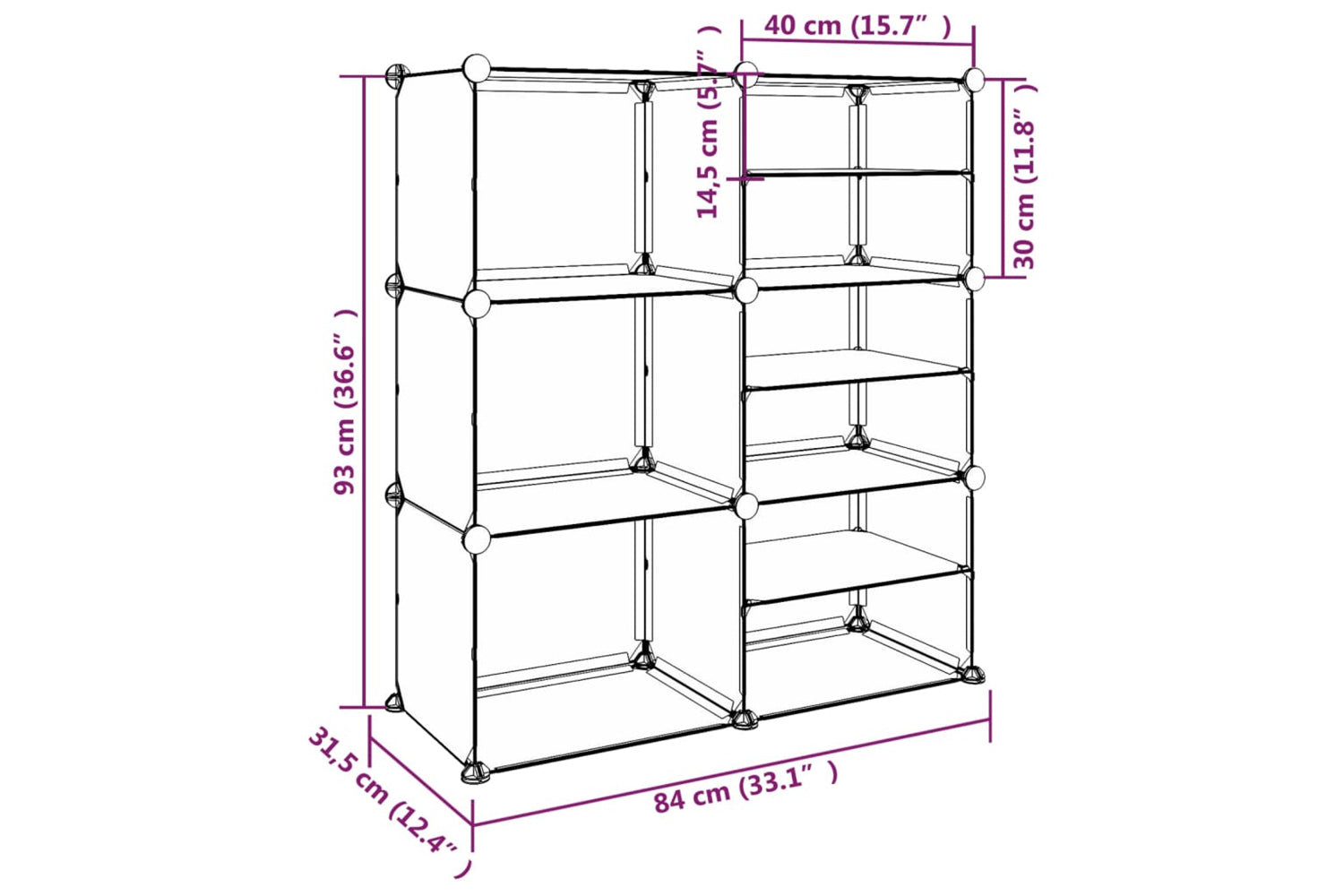 vidaXL 340568 Shoe Rack Transparent 84x31.5x93cm Pp-6