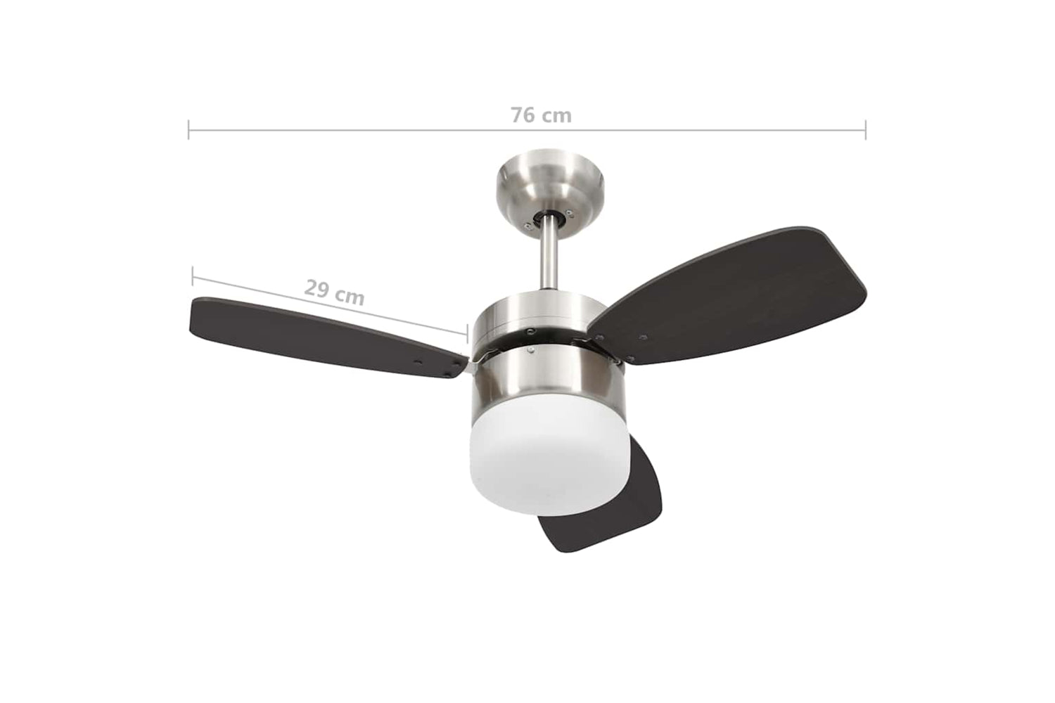 vidaXL 51493 Ceiling Fan With Light And Remote Control 76cm Dark Brown-8