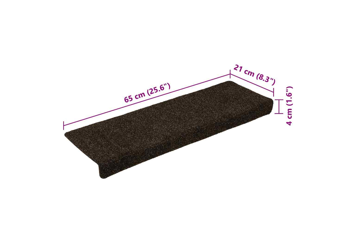 vidaXL 326187 Stair Mats 15 Pcs Needle Punch 65x21x4cm Dark Brown-7