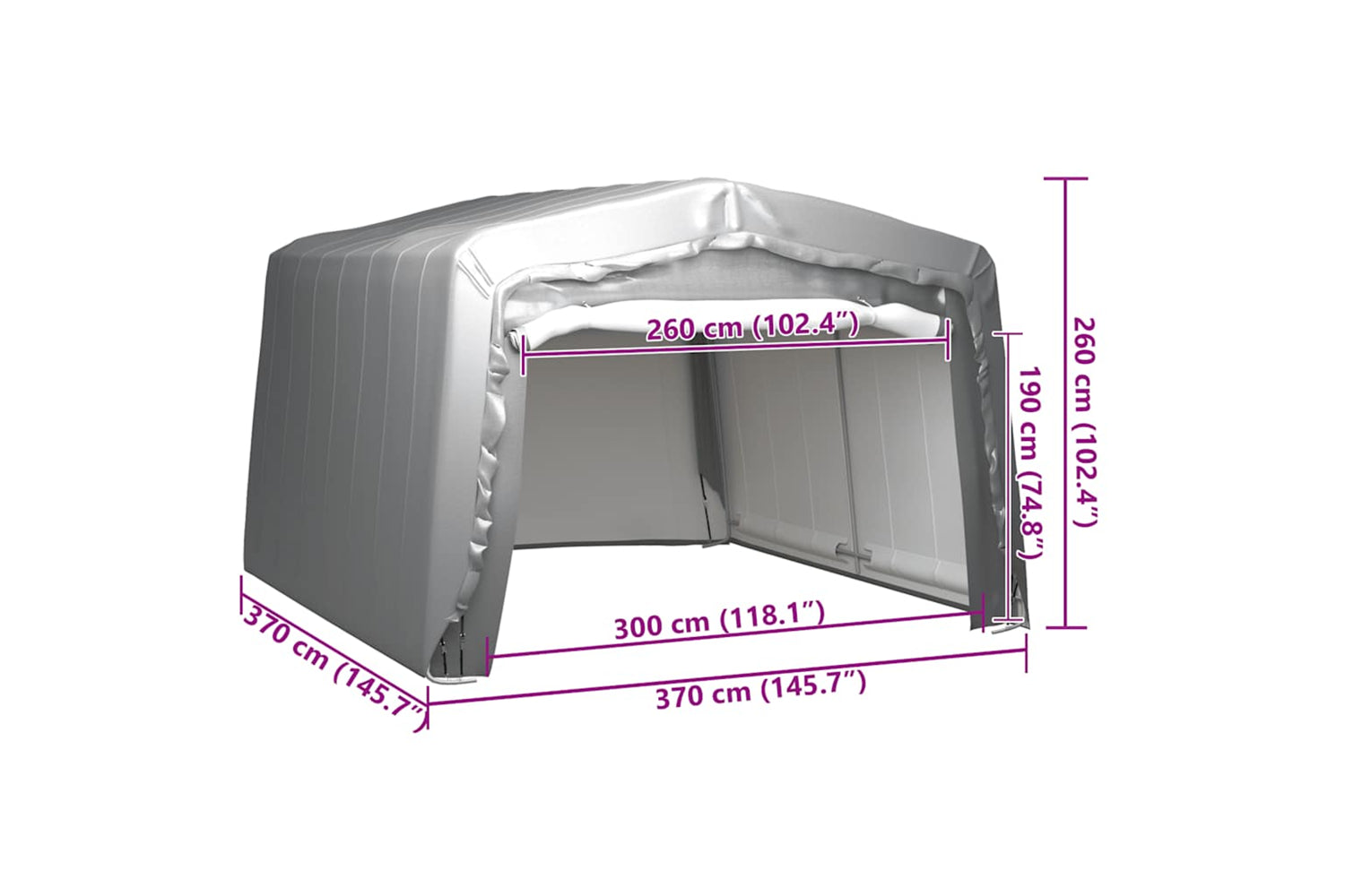 Vidaxl Storage Tent 370x370 Cm Steel Grey-5