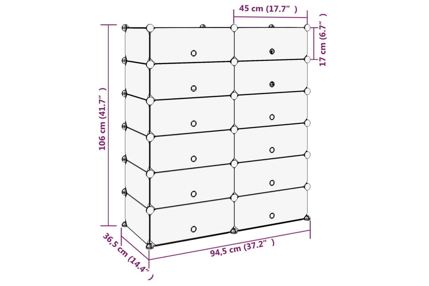 vidaXL 340564 Shoe Rack Transparent 94.5x36.5x106cm Pp-7