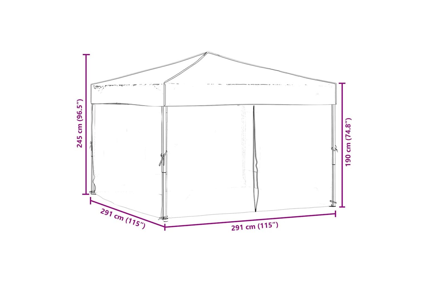 Vidaxl 93522 Folding Party Tent With Sidewalls Cream 3x3 M-8