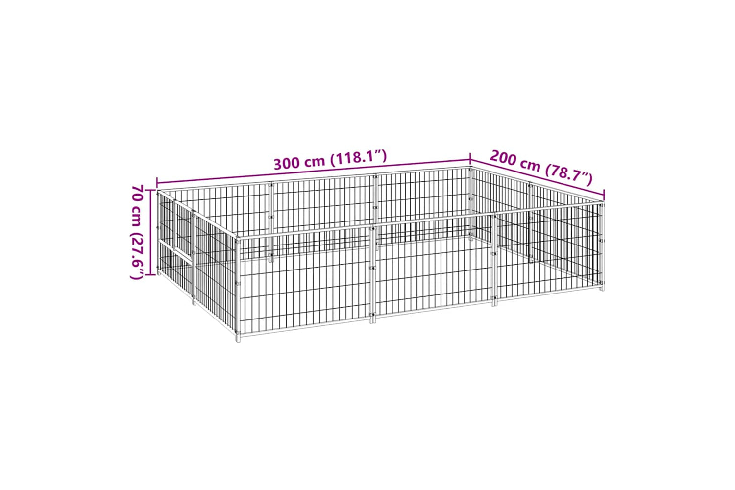 Vidaxl 3082110 Dog Kennel Black 6 M2 Steel-6