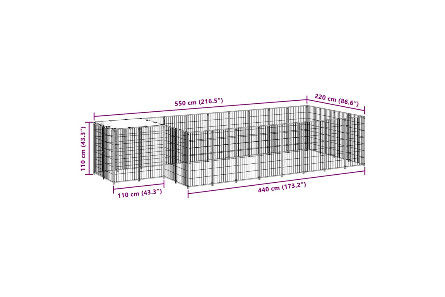 Vidaxl 3082209 Dog Kennel Silver 8.47 M2 Steel-6