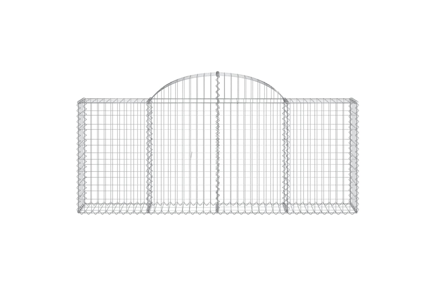 vidaXL 3146090 Arched Gabion Baskets 3 Pcs 200x30x80/100cm Galvanised Iron-3