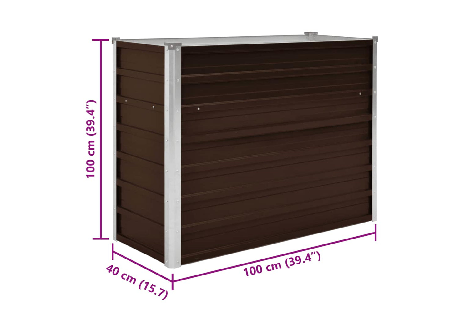 Vidaxl Garden Raised Bed Brown 100x40x77 Cm Galvanised Steel-7