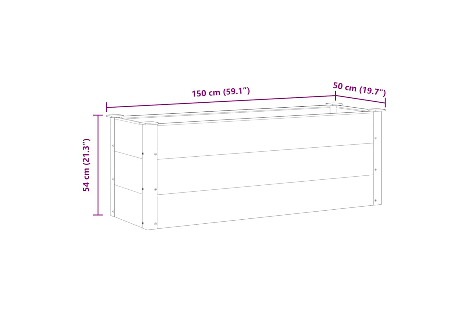 vidaXL 43607 Garden Raised Bed Wpc 150x50x54cm Grey-7