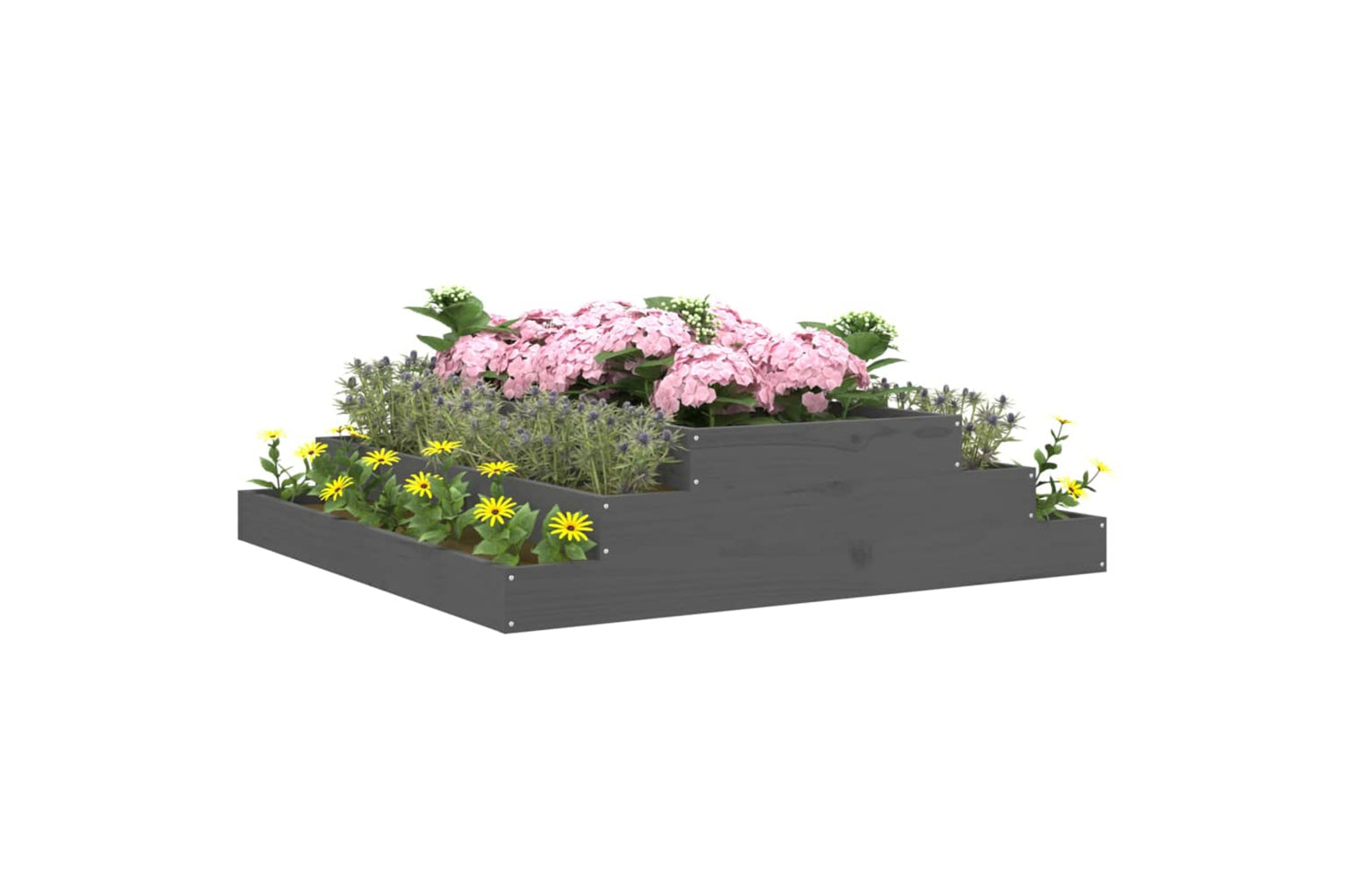 vidaXL 823901 Planter Grey 110x110x27cm Solid Wood Pine-2