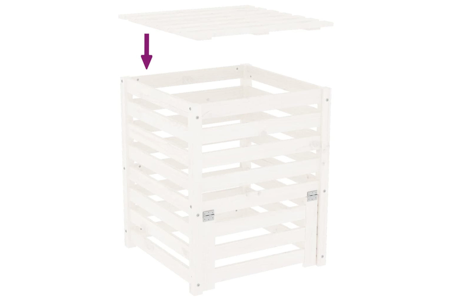 vidaXL 823809 Composter White 63.5x63.5x77.5cm Solid Wood Pine-7