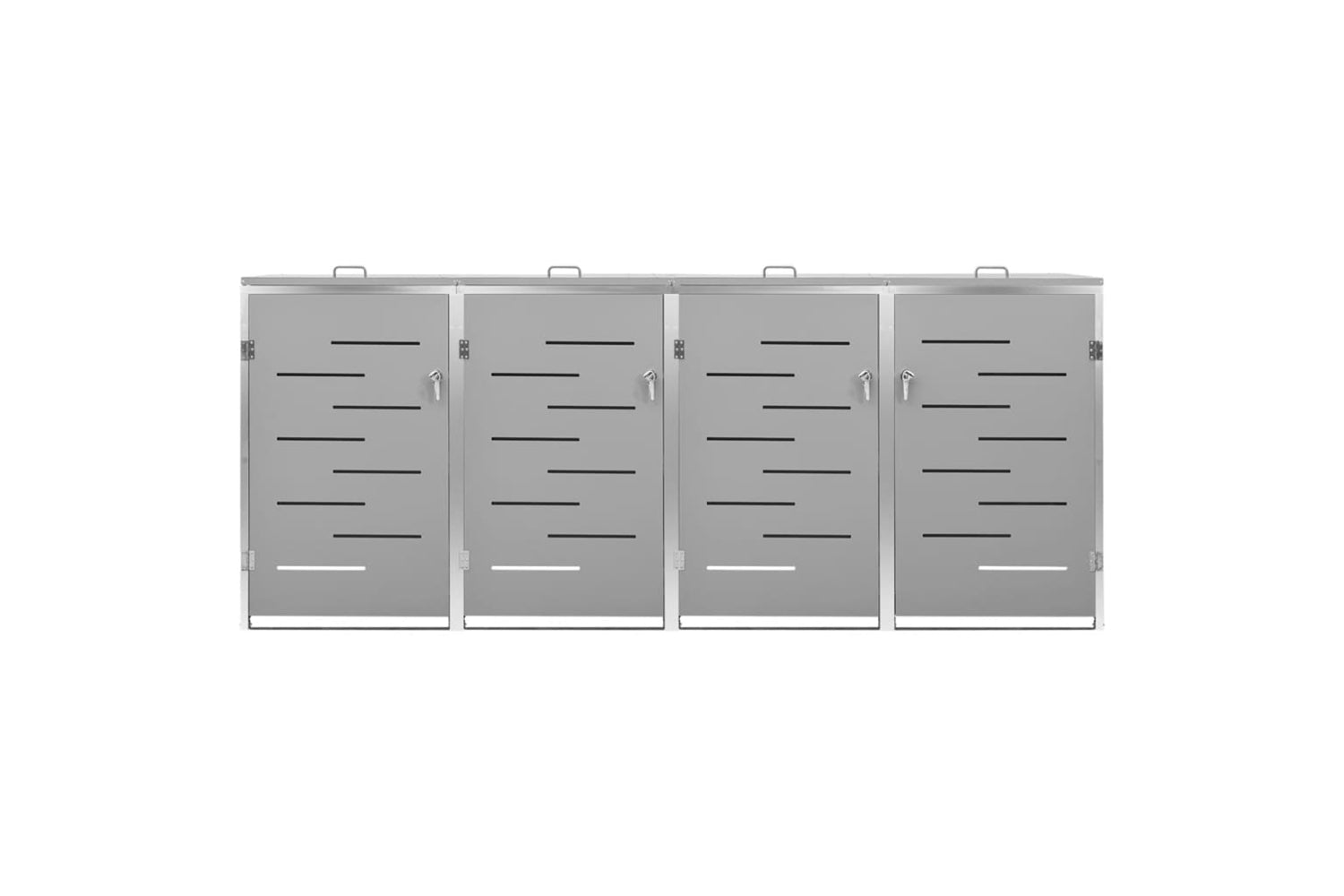 vidaXL Quadruple Wheelie Bin Shed 276.5x77.5x112.5cm Stainless Steel-4
