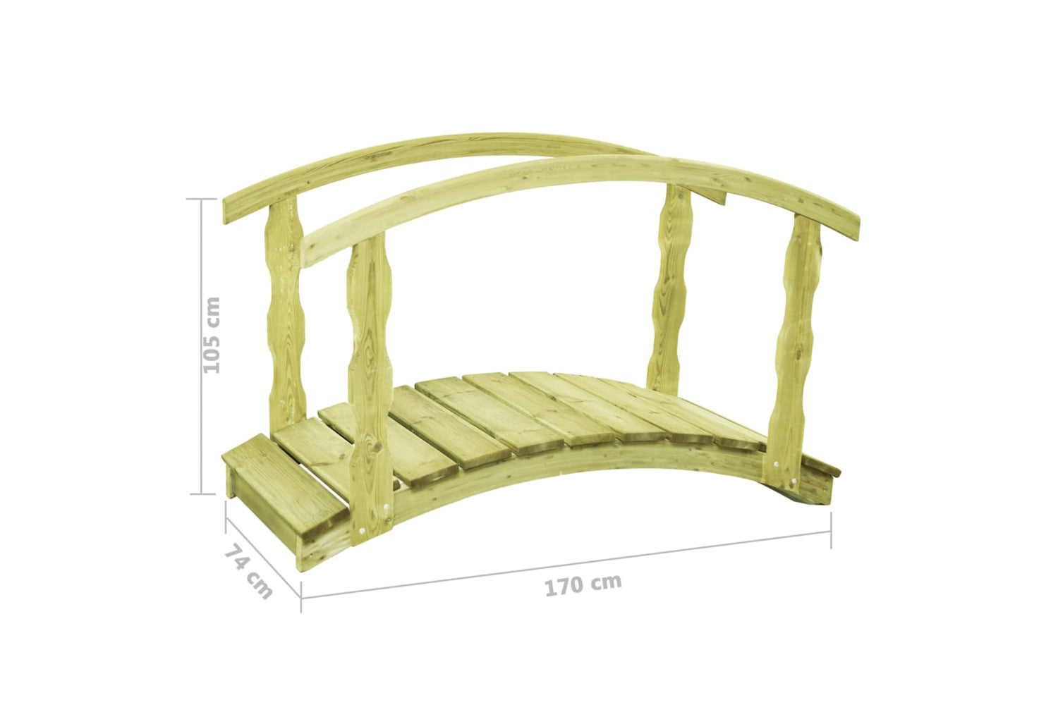 vidaXL 49112 Garden Bridge With Rail 170x74x105cm Impregnated Pinewood-5
